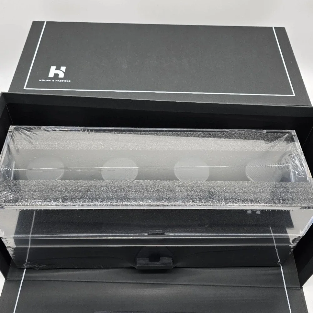 Holme & Hadfield 4 Slot Watch‎ Box Wooden Display Case Drawer Organizer Black